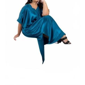 NEW SANTE GRACE muse italian silk charmeuse caftan dress in majestic blue